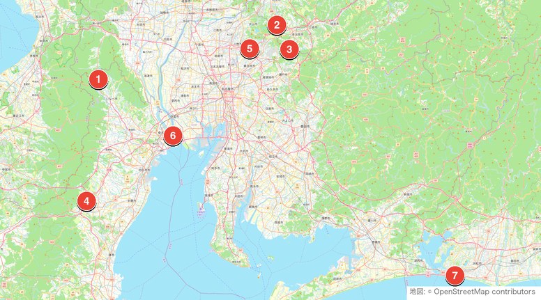 東海ナイターゴルフができるゴルフ場の地図