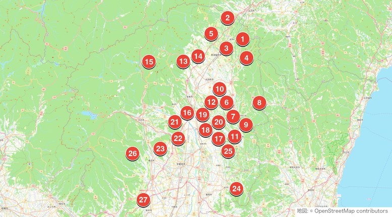 栃木県の宿泊ゴルフ場マップ