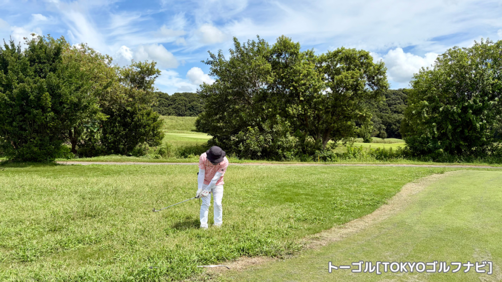 夏の深いラフからのショット