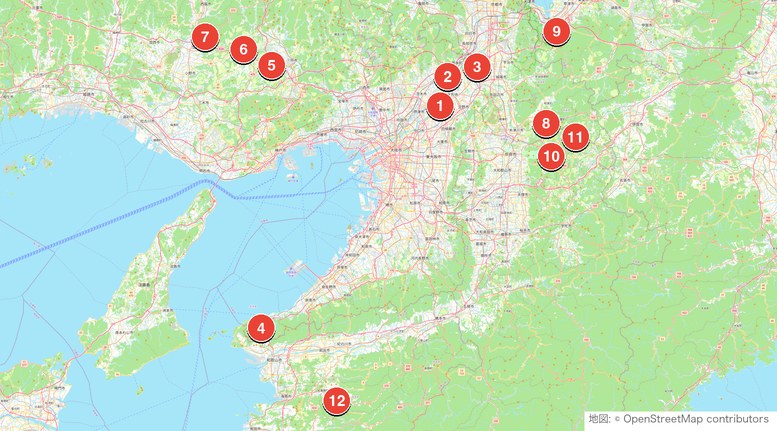 関西の初心者におすすめのゴルフ場12コースマップ