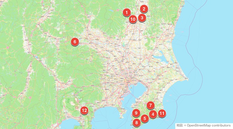 関東の格安ゴルフ場12選の地図・土日祝料金順