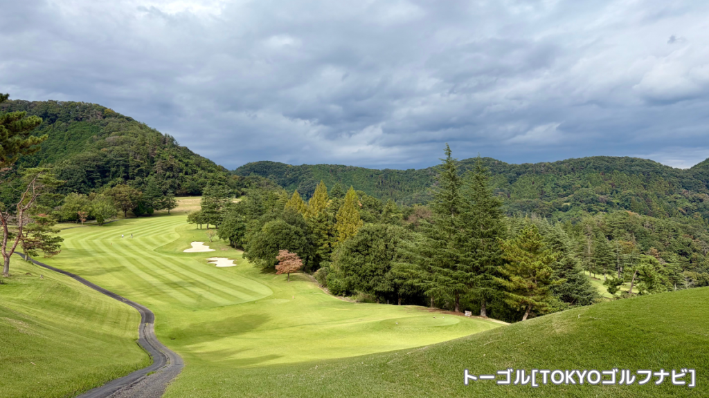 足利城ゴルフ倶楽部の見下ろしたフェアウェイ