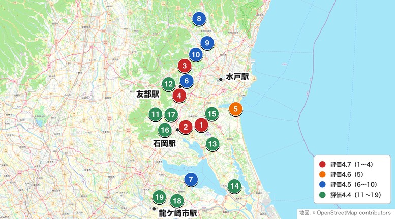 茨城の人気ゴルフ場マップ